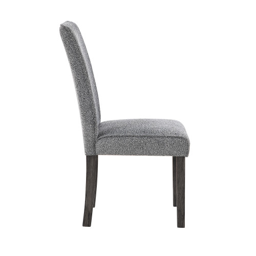 Set of Two Gray Upholstered Fabric Dining Side Chairs