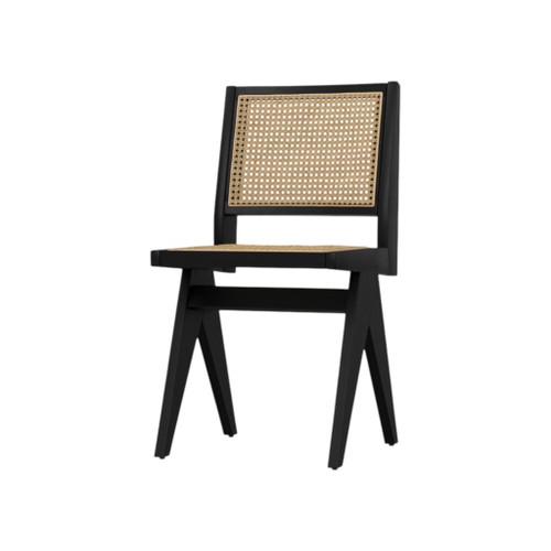 Set of Two Black Solid Wood Dining Parsons Chairs