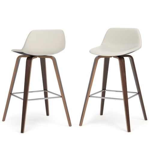 28" Cream Wood Backless Counter Height Bar Chair