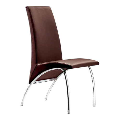 Set of Two Dark Brown and Silver Faux Leather Dining Side Chairs