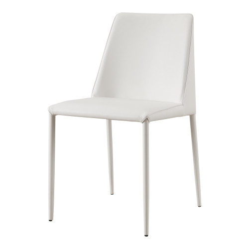 Set of Two White Faux Leather Dining Side Chairs