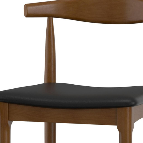 Set of Two Black and Walnut Solid Wood Dining Parsons Chairs