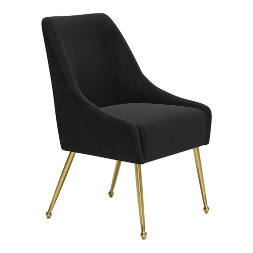 Black and Gold Velvet Dining Side Chair
