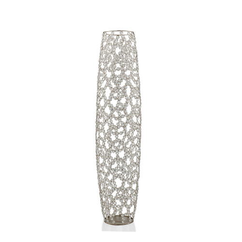 Homeroots Home Decor 40" Bling Faux Crystal Abstract Twigs Barrel Floor Vase, Nickel Plated