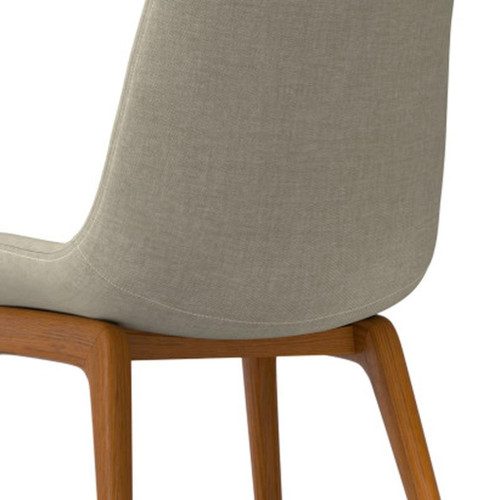 Set of Two Natural and Walnut Solid Wood Dining Parsons Chairs