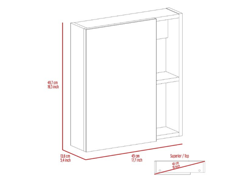 Labelle Medicine Single Door Cabinet With Mirror, Five Internal Shelves