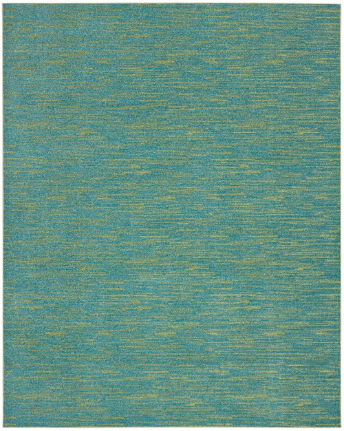 8' X 10' Blue And Green Striped Non Skid Indoor Outdoor Area Rug