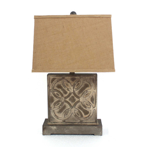 Homeroots Home Decor 4.75 x 11.75 x 24.75 Vintage Table Lamp, Brown, With Khaki Linen Shade