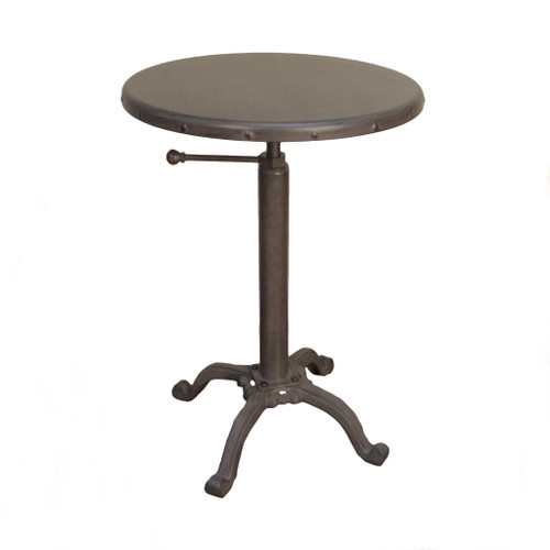 Homeroots Living Room 22 Inches Industrial Iron Round End Table, Industrial Finish