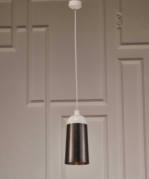 Homeroots Lighting 6" X 6" X 12" Silver Aluminum Pendant Lamp, Silver, Aluminum