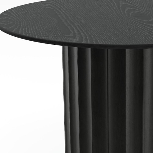 46" Black Solid Wood Pedestal Base Round Top Dining Table