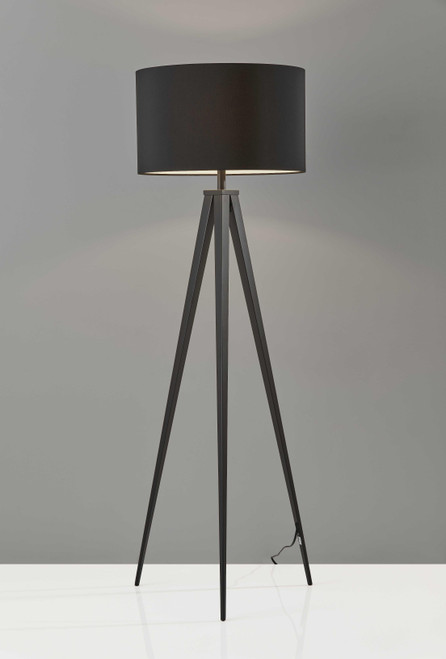 Homeroots Lighting Treble Floor Lamp, Black, Three Metal Legs