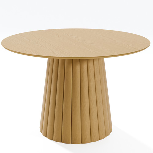 46" Natural Solid Wood Pedestal Base Round Top Dining Table