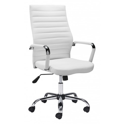 Homeroots Office White Faux Leather Ergonomic Classic Office Chair, White, Adjustable