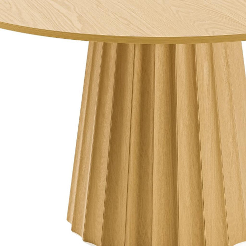 52" Natural Solid Wood Pedestal Base Round Top Dining Table