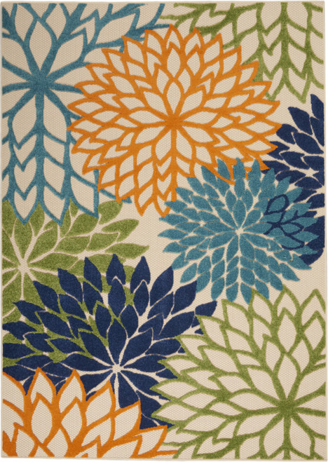 Homeroots Outdoor 6’ x 9’ Multicolor Floral Indoor Outdoor Area Rug, Multicolor, 6' x 9'