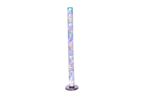 49" Silver LED Column Floor Lamp With Clear Acrylic Drum Shade