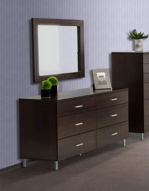 Homeroots Decor 39" Wenge MDF and Glass Mirror, Wenge Finish, 39 Inches Height