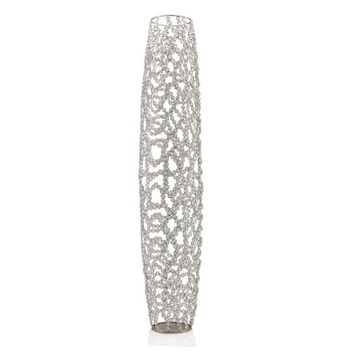 Homeroots Home Decor 47" Bling Faux Crystal Abstract Twigs Barrel Floor Vase, Nickel Plated