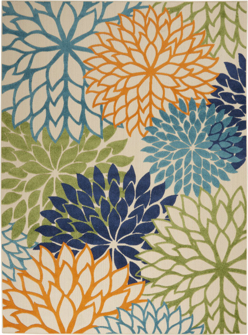 homeroots home decor Orange Floral Outdoor Area Rug, Orange, 7'10" x 10'6"