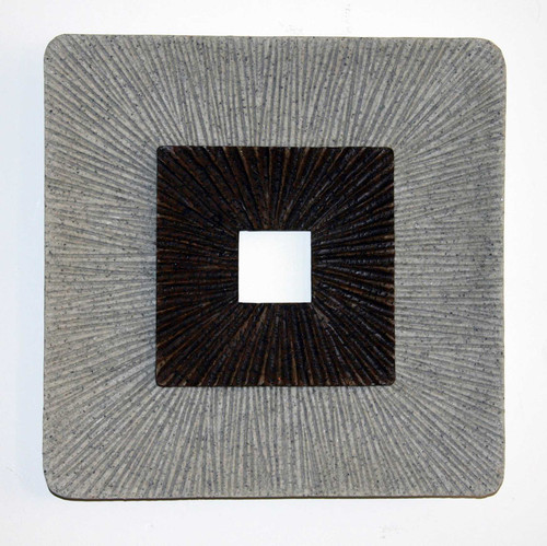 Homeroots Home Decor Modern Brown and Gray Ribbed Square Wall Art, Brown and Gray Finish, 19 Inch Square