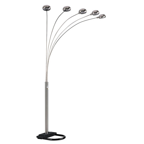 Homeroots Lighting 84" Nickel Five Lights Arc Floor Lamp, Nickel Finish