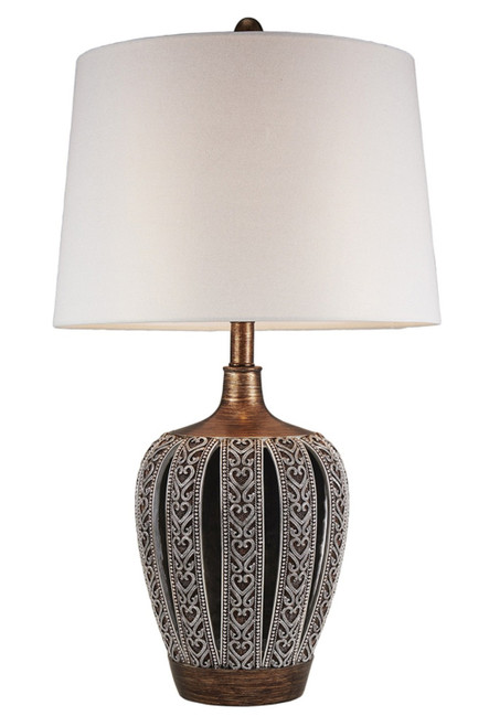 Homeroots Lighting Primo Tall Brown Table Lamp with White Lamp Shade, Brown Finish, Tall Design