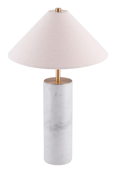 Homeroots Lighting Urban White Marble Cylinder Table Lamp
