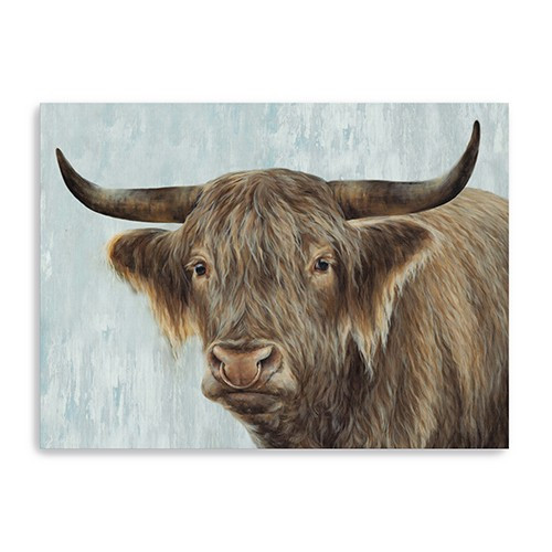 Homeroots Home Decor 40" x 30" Bold No Bull Canvas Wall Art, Grey Green