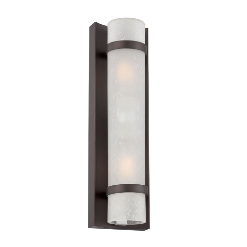 Homeroots Lighting Two Light Bronze and White Glass Wall Sconce, Bronze Finish