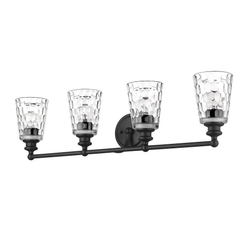 Homeroots Lighting Mae 4-Light Vanity, Matte Black Finish