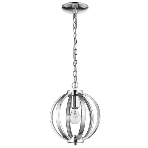 Homeroots Lighting Nevaeh 1-Light Chrome Globe Pendant with Crystal Accents
