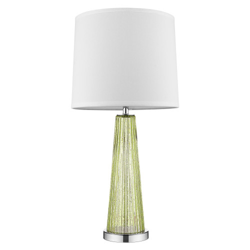 Homeroots Lighting Chiara 1-Light Table Lamp, Apple Green Glass, Polished Chrome Finish