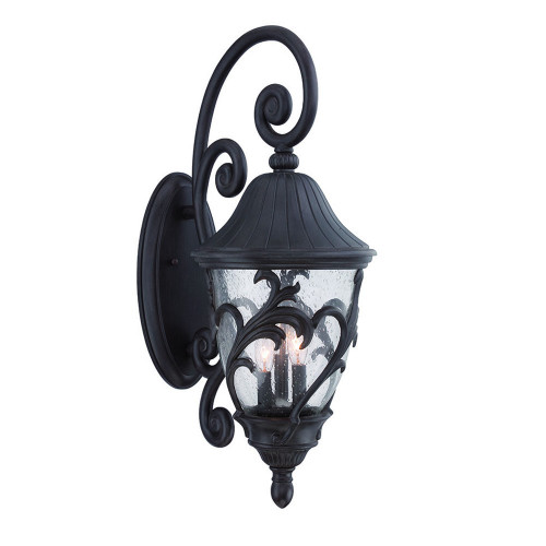 Homeroots Lighting Three Light Matte Black Leaf Detail Wall Light, Matte Black Finish
