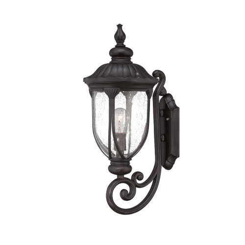Homeroots Lighting XL Black Cast Aluminum Glass Lantern Wall Light, Black Finish