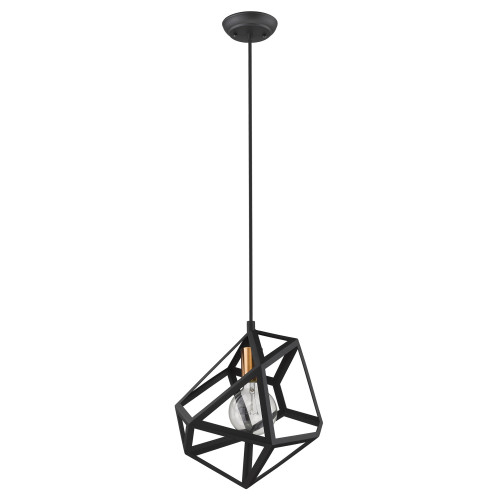 Homeroots Lighting Hedron 1-Light Pendant with Matte Black Finish