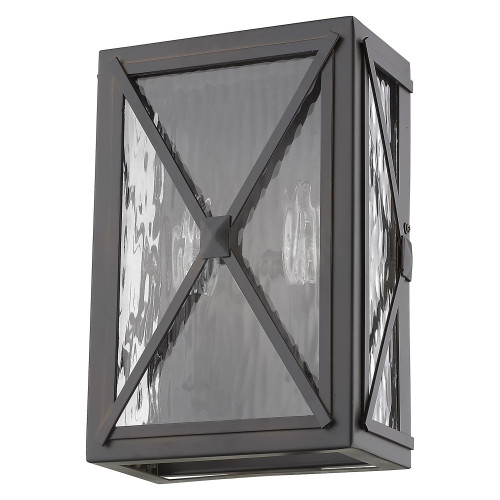 Homeroots Lighting Burnished Bronze Criss Cross Water Glass Outdoor Light