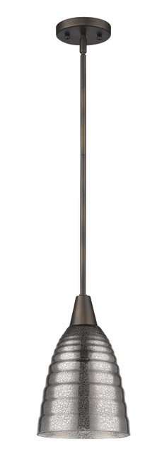 Homeroots Lighting Bronze Hanging Light with Ribbed Pebbled Glass Shade