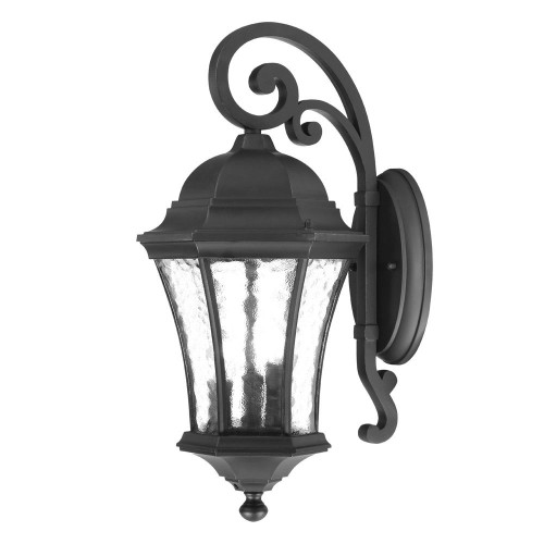 Homeroots Lighting XL Matte Black Tapered Lantern Wall Light, Matte Black Finish