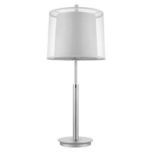 Homeroots Lighting Nimbus 1-Light Table Lamp, Metallic Silver, Polished Chrome, Sheer Snow Double Shantung Shade