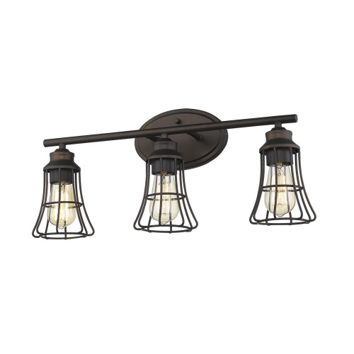 Homeroots Lighting Three Light Bronze Cage Wall Light, Bronze Finish