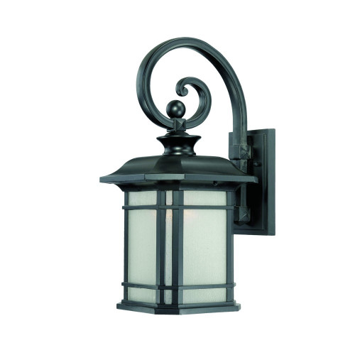 Homeroots Lighting XL Matte Black Frosted Linen Glass Lantern Wall Light, Matte Black Finish