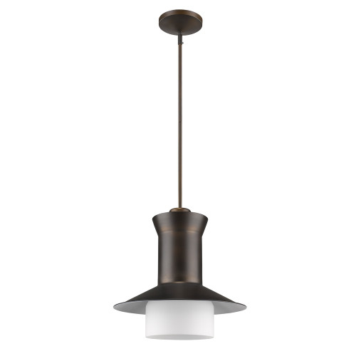 Homeroots Lighting Greta 1-Light Oil-Rubbed Bronze Pendant with Etched Glass Shade