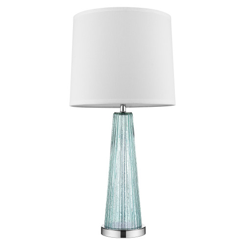 Homeroots Lighting Chiara 1-Light Table Lamp, Seafoam Glass, Polished Chrome Finish