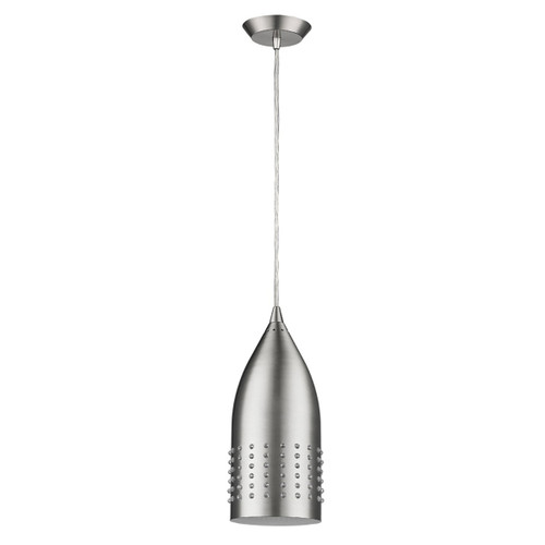 Homeroots Lighting Silver Hanging Light with Glass Studs, Silver Finish