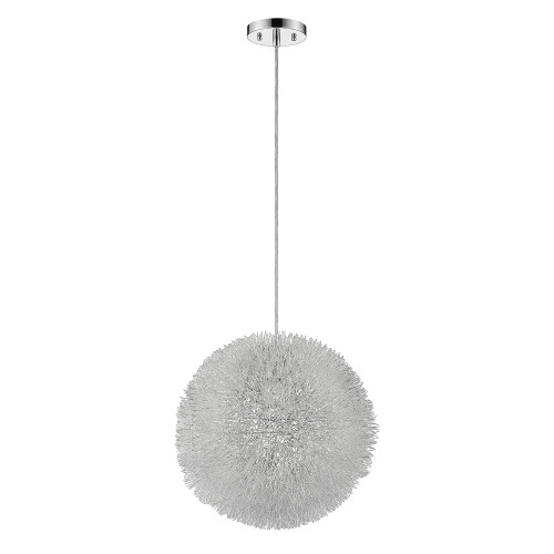 Homeroots Lighting Luminary 1-Light Metallic Silver 12" Pendant