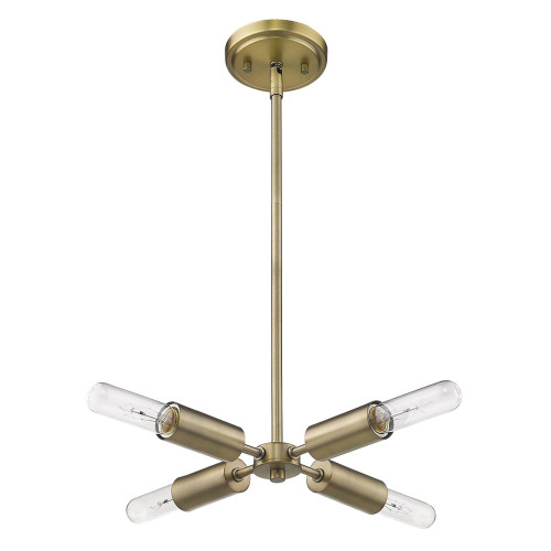 Homeroots Lighting Four Light Hanging Chandelier, Dull Gold Finish