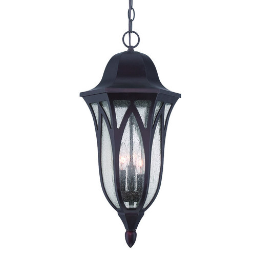 Homeroots Lighting XL Matte Black Geometric Glass Hanging Light