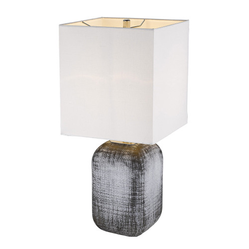 Homeroots Lighting Muse 2-Light Table Lamp, Hand Painted Antique Gold, Off White Shade