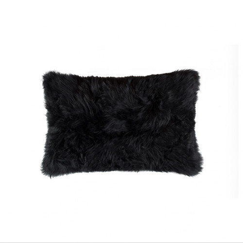 Homeroots Home Decor 18 X 18 New Zealand Sheepskin Pillow Black